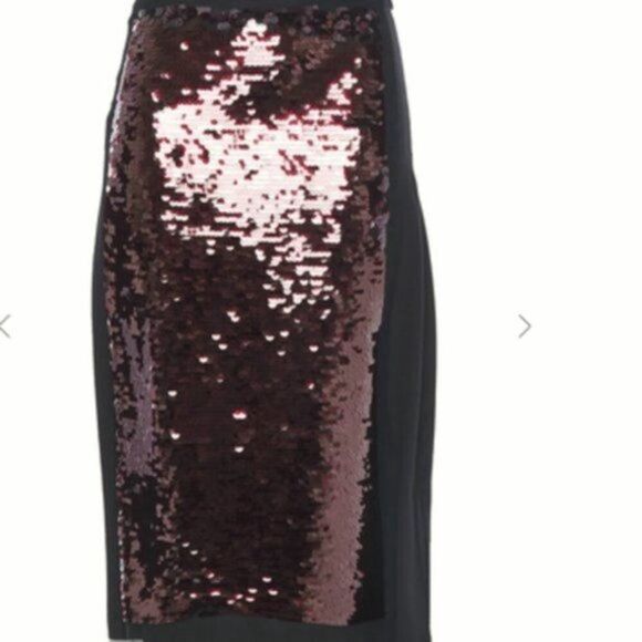 Mcq Knee length skirt Maxi slequins in maroon Tulle insert - Picture 1 of 7